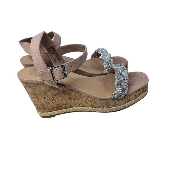 Madden NYC Womens Size 11 Braided Rhinestone Wedge Heel Strappy Sandals - Picture 14 of 16